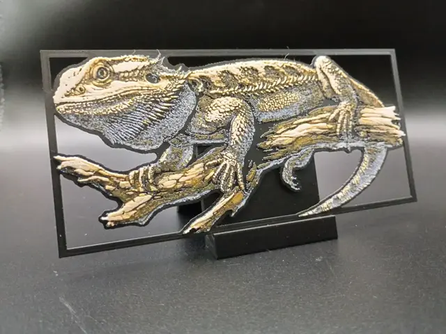 HueForge model: Reptile Bearded Dragon Bookmark Framed or Decor by 3djd