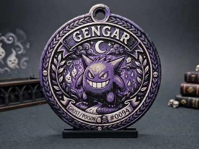 HueForge model: Pokemon - Gengar Medallion - 4 Colour by LED