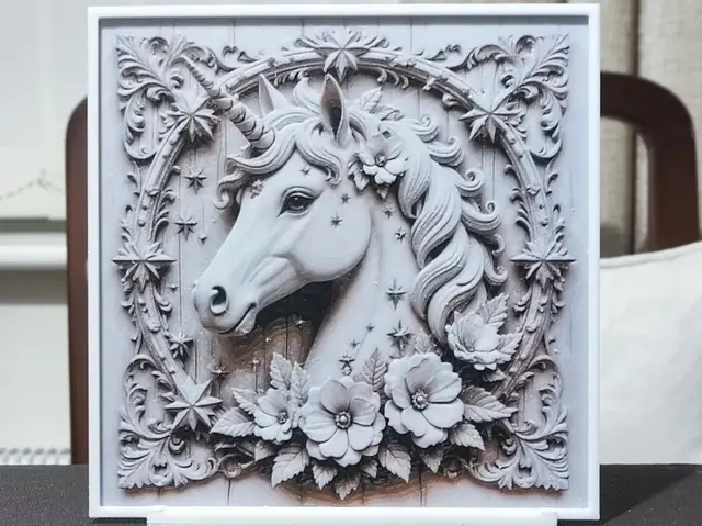 HueForge model: Wood Carving Unicorn - HueForge 3 Color by BoDad