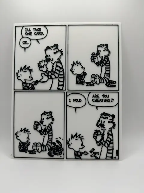 HueForge model: Calvin and Hobbes - Playing Poker by Canadian Gamer