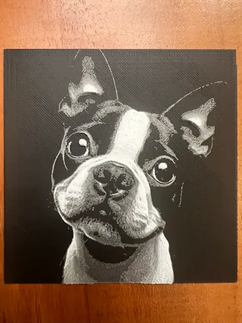 HueForge model: Boston Terrier by JustBe 3D Printing