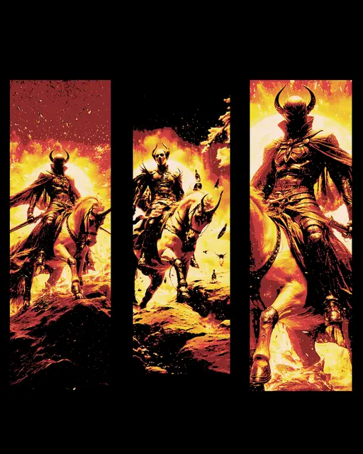 HueForge model: The fire devil rider demon in the middle of the battle - set of bookmarks by BooneCo3d