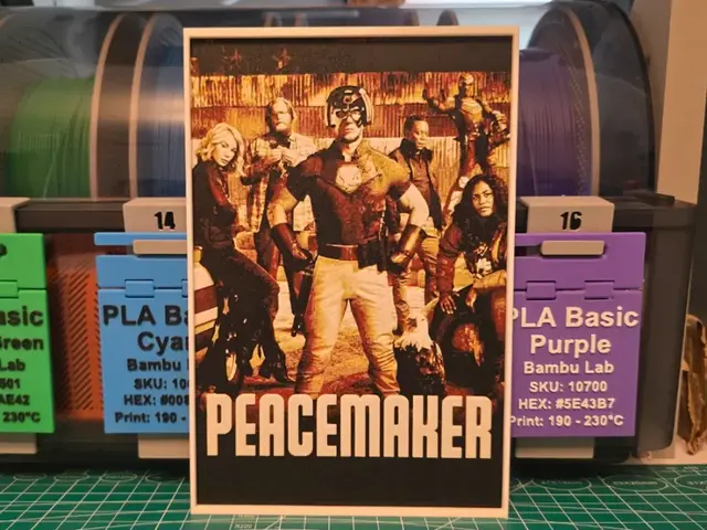 HueForge model: Peacemaker Poster - Hueforge Art by Lumpy3D