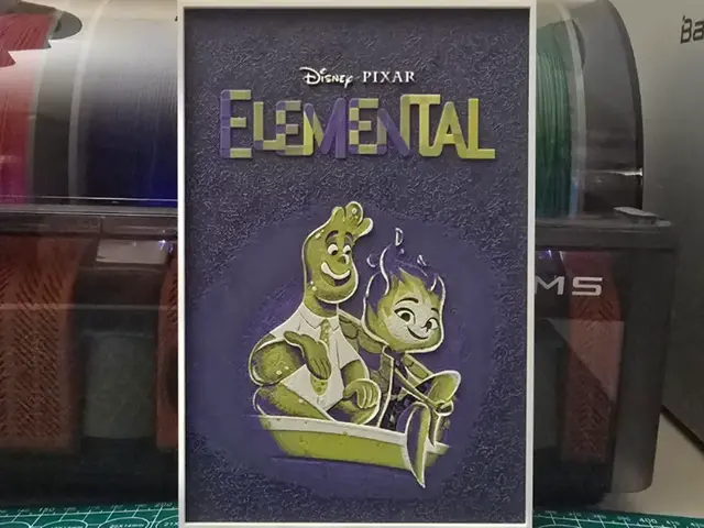 HueForge model: Elemental Movie Poster - Hueforge Art by Lumpy3D