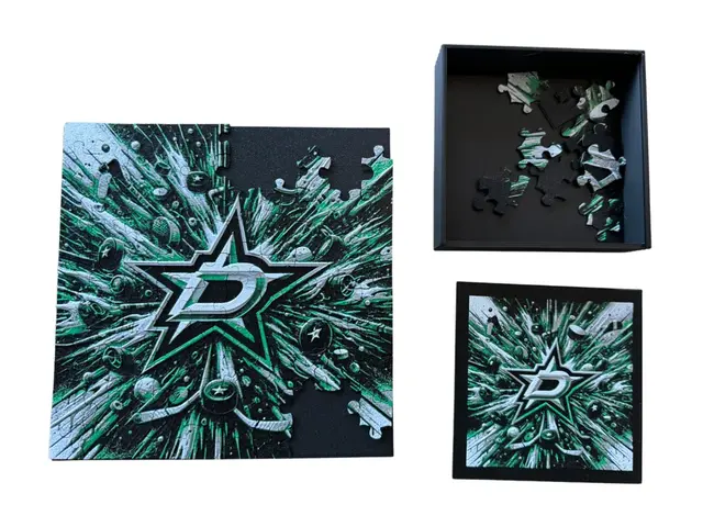 HueForge model: Dallas Stars - Puzzle & Lid by Canadian Gamer
