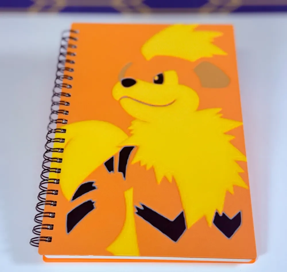 Growlithe Pokemon Notebook Cover by Layered Visions HueForge model: Growlithe Pokemon Notebook Cover by Layered Visions