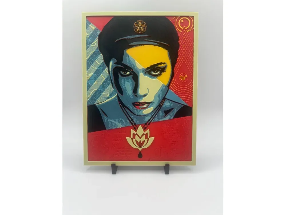 Shepard Fairey-inspired Lotus Woman HueForge. by Thadius HueForge model: Shepard Fairey-inspired Lotus Woman HueForge. by Thadius