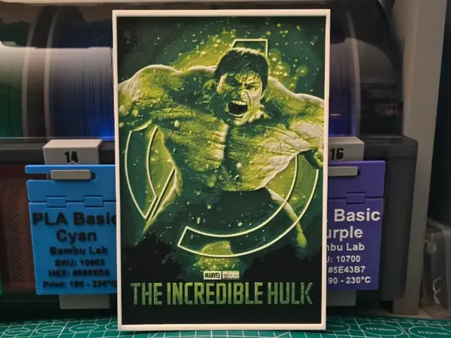 HueForge model: The Incredible Hulk Movie Poster - Hueforge Art by Lumpy3D