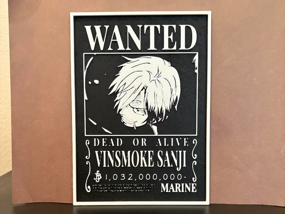 Vinsmoke Sanji Wanted Poster -One Piece Hueforge by Estiv HueForge model: Vinsmoke Sanji Wanted Poster -One Piece Hueforge by Estiv