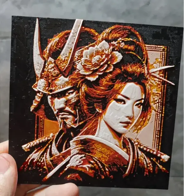 HueForge model: Samurai Love by Garuda3D