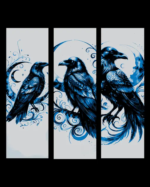 HueForge model: The midnight view of the watchful Raven - set of bookmarks by BooneCo3d