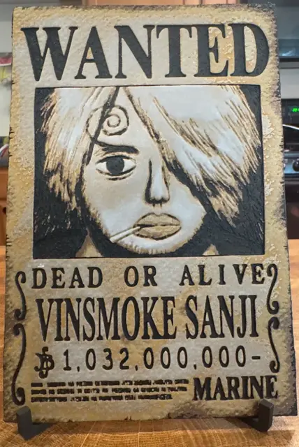 HueForge model: One Piece - Sanji (Meme Variant) Wanted Poster by Pretty Okay Prints