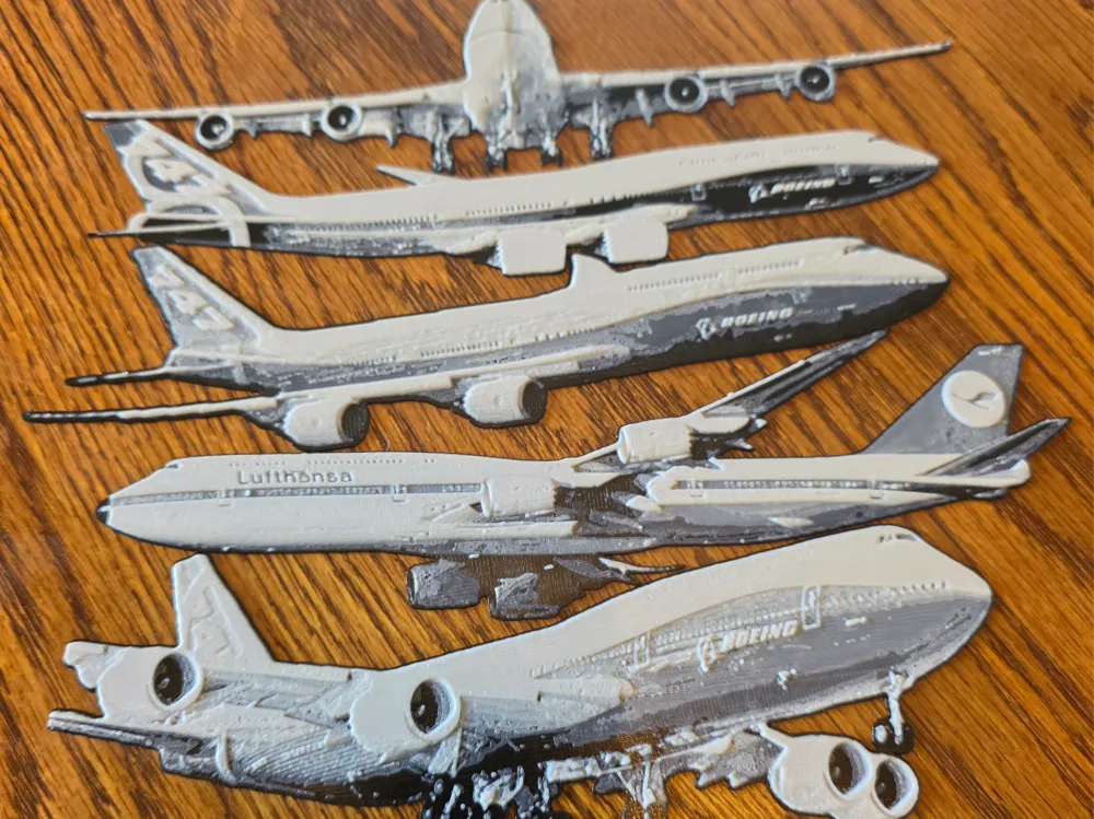 Boeing 747-8 Series bookmarks Black/white by AirMechDesigns HueForge model: Boeing 747-8 Series bookmarks Black/white by AirMechDesigns