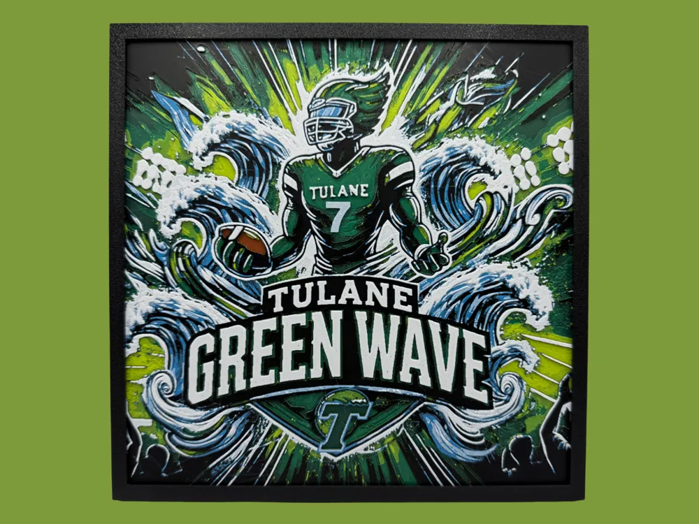 Tulane University - Green Wave - NCAA Hueforge by Canadian Gamer HueForge model: Tulane University - Green Wave - NCAA Hueforge by Canadian Gamer