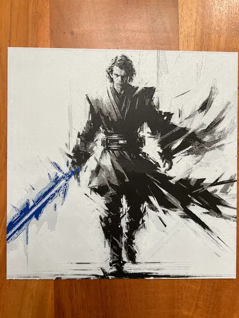 HueForge model: Anakin Skywalker with Blue Lightsaber by JustBe 3D Printing