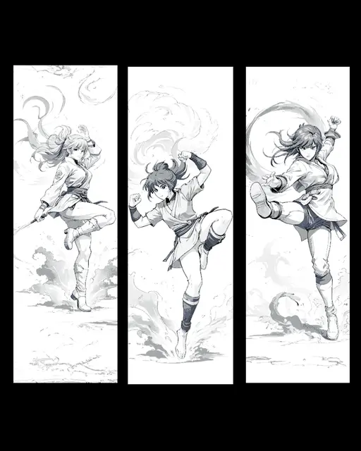HueForge model: Anime kicks - Sketches of the process of attack - set of bookmarks by BooneCo3d