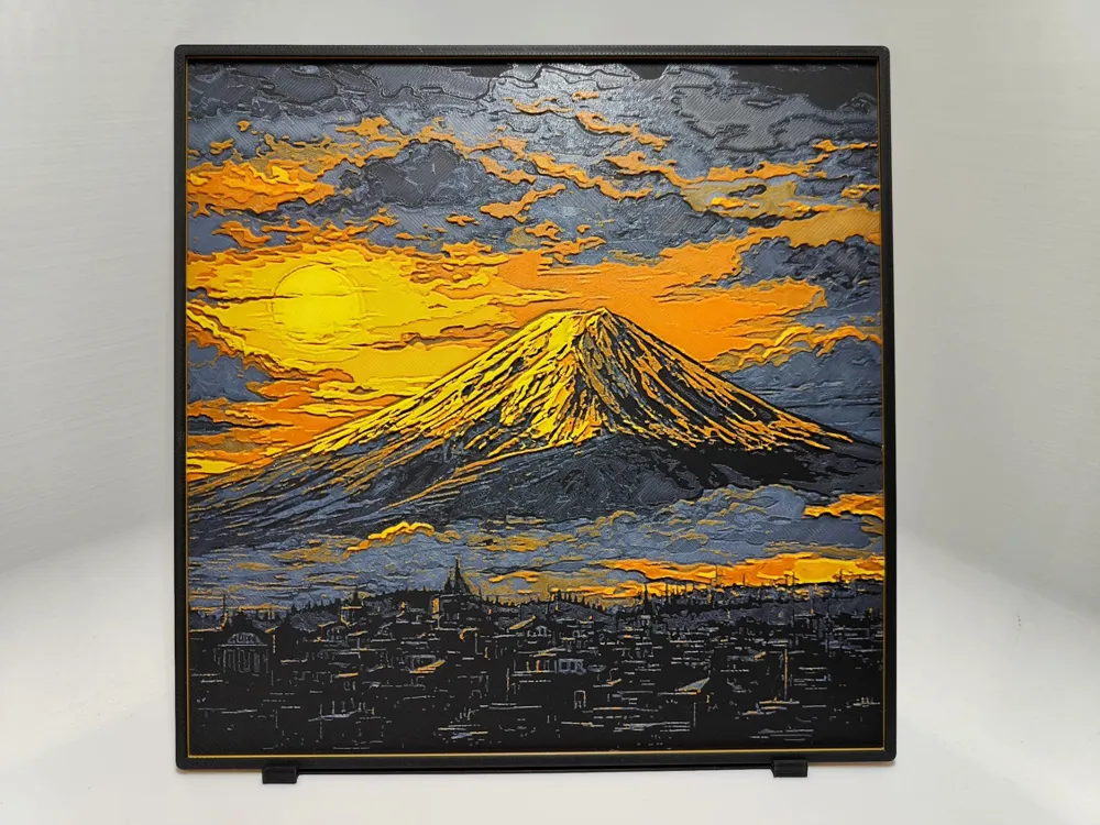 Mount Fuji Sunset - Hueforge by BeaN HueForge model: Mount Fuji Sunset - Hueforge by BeaN
