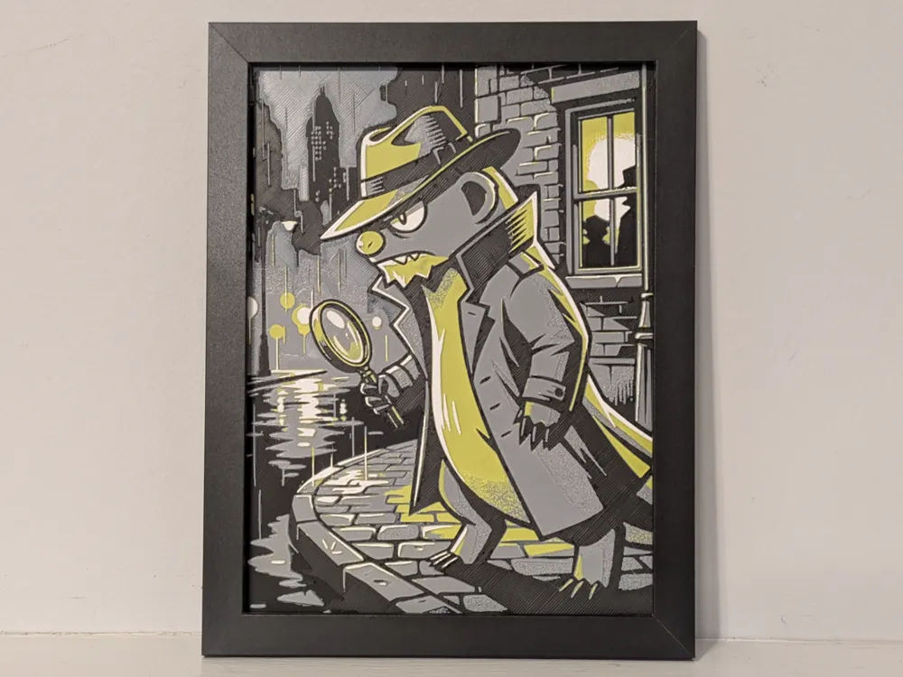 Detective Gumshoos Pokemon 6x8 Hueforge 3D Decor by Super bird HueForge model: Detective Gumshoos Pokemon 6x8 Hueforge 3D Decor by Super bird