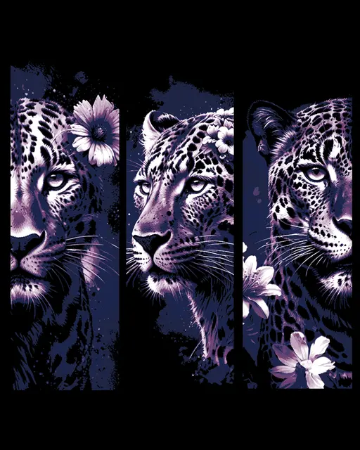 HueForge model: Beauty in combination - Jaguar and flowers set of bookmarks by BooneCo3d