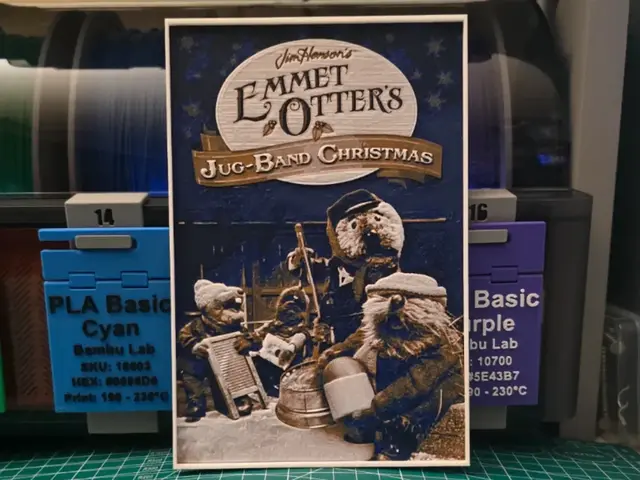 HueForge model: Emmet Otter's Jug-Band Christmas Poster - Hueforge by Lumpy3D