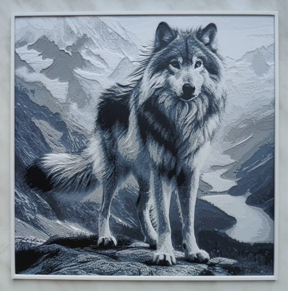 Wolf on mountain - Hueforge by BeaN HueForge model: Wolf on mountain - Hueforge by BeaN