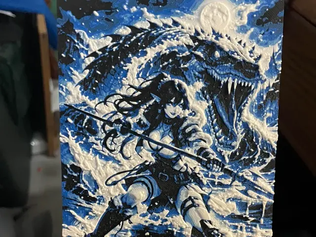 HueForge model: Elf VS Ice Dragon Hueforge by Advancedtechworldwide