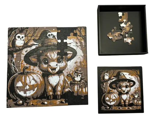HueForge model: Puzzles (Various) - Halloween Highland Cow by Canadian Gamer