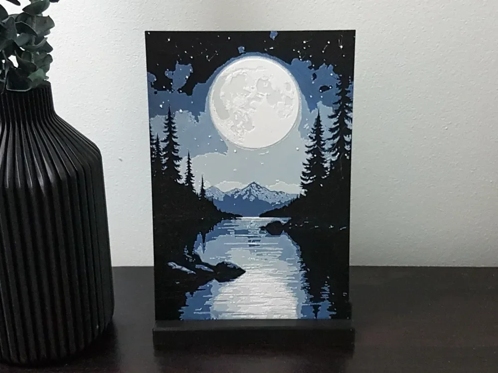 Moonlit Lake Hueforge by Dame Jo HueForge model: Moonlit Lake Hueforge by Dame Jo