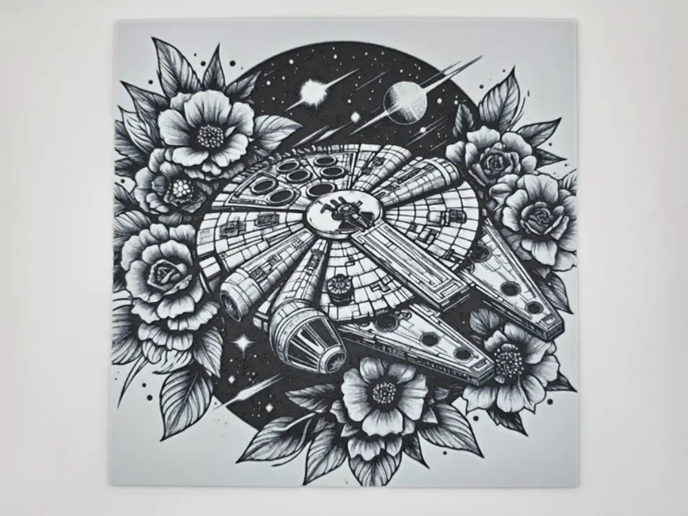 Millennium Falcon Flowers Star Wars by Kactus Fpv HueForge model: Millennium Falcon Flowers Star Wars by Kactus Fpv
