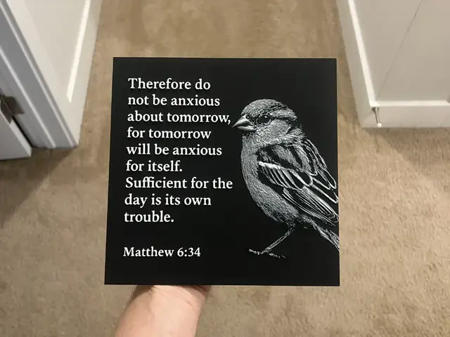 HueForge model: Matthew 6:34 Bible Verse Hueforge by RP47 Designs