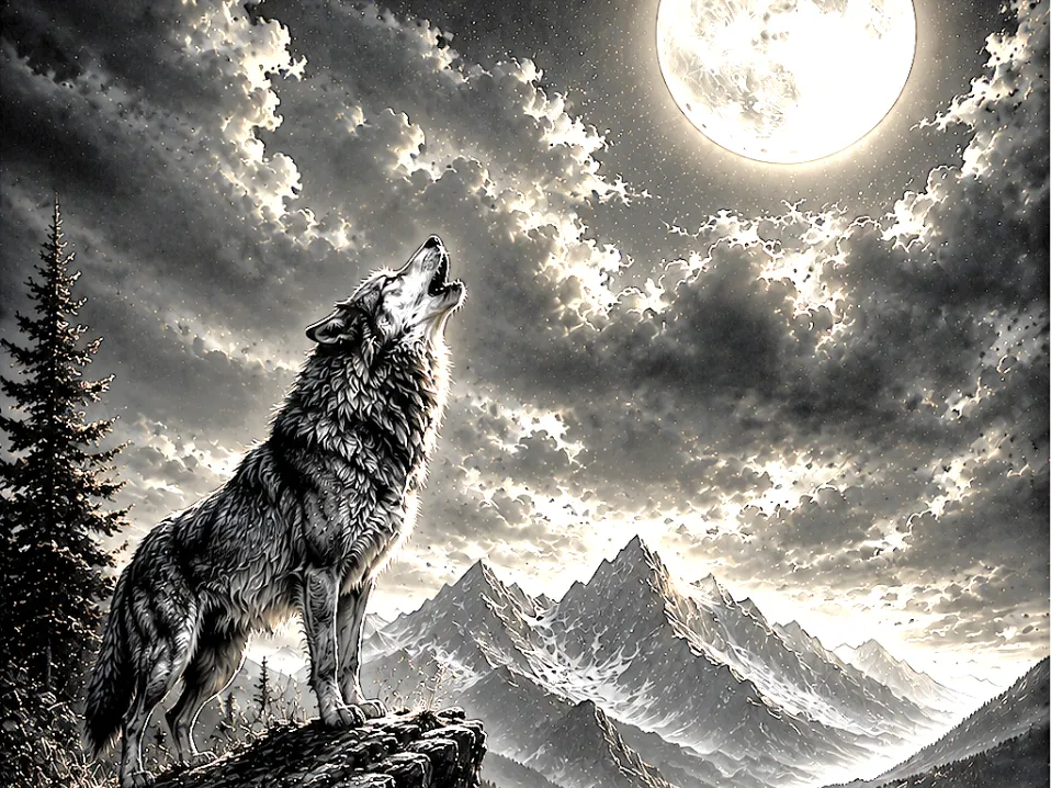 Howling Wolf under the Full Moon by Hueforge Maker HueForge model: Howling Wolf under the Full Moon by Hueforge Maker