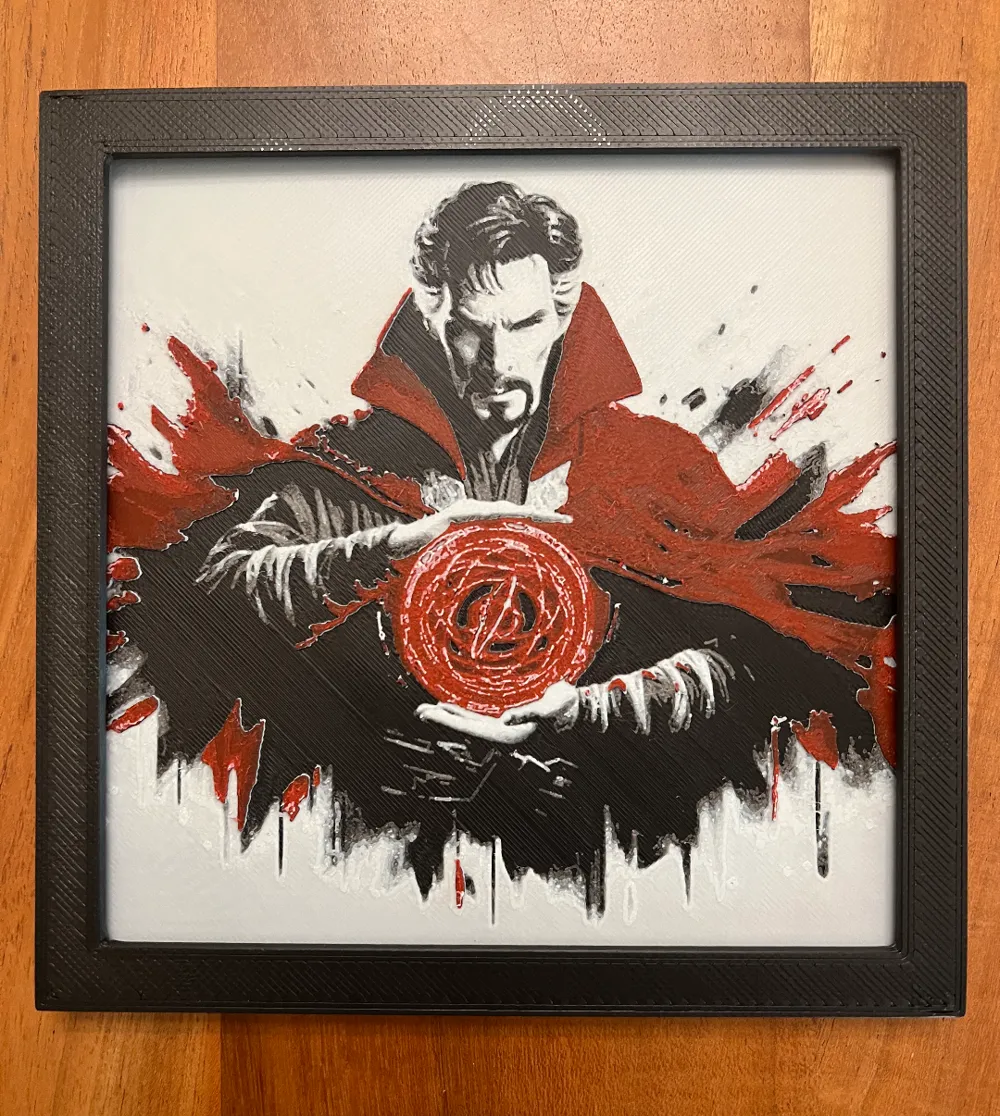 Dr. Strange in Red Cape by JustBe 3D Printing HueForge model: Dr. Strange in Red Cape by JustBe 3D Printing