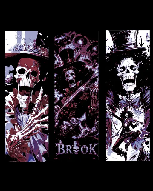 HueForge model: Fan art hueforge bookmark set of One Piece Anime/Manga Musician Brook the skeleton by BooneCo3d
