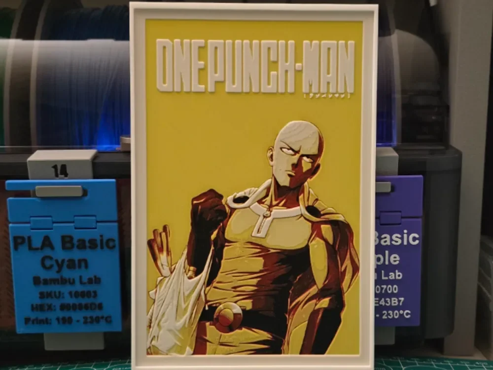 One-Punch Man Poster - Hueforge Art by Lumpy3D HueForge model: One-Punch Man Poster - Hueforge Art by Lumpy3D