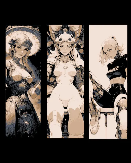HueForge model: Blending reality and science fantasy - Anime Cyber Girls Set of bookmarks by BooneCo3d
