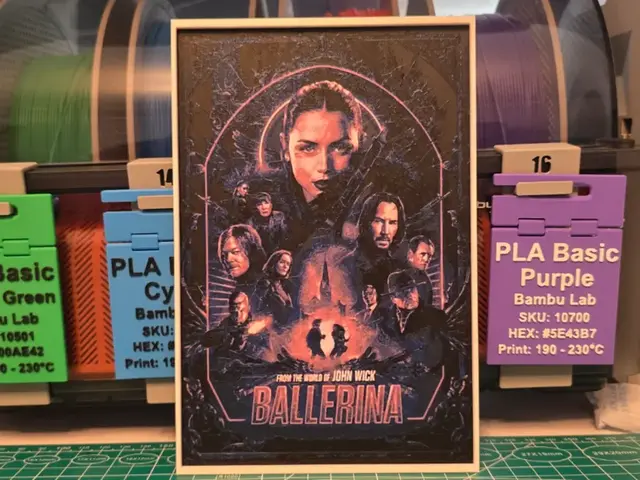 HueForge model: Ballerina Movie Poster - Hueforge Art by Lumpy3D