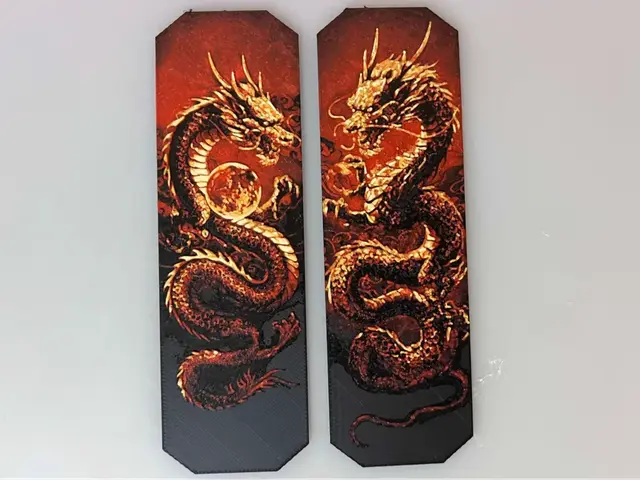 HueForge model: Dueling Dragons - Bookmark Set by 3djd