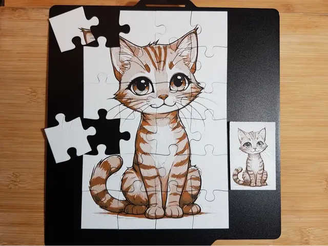 HueForge model: Kid's Puzzle, Cartoon Cat, 24 Pieces by Dame Jo