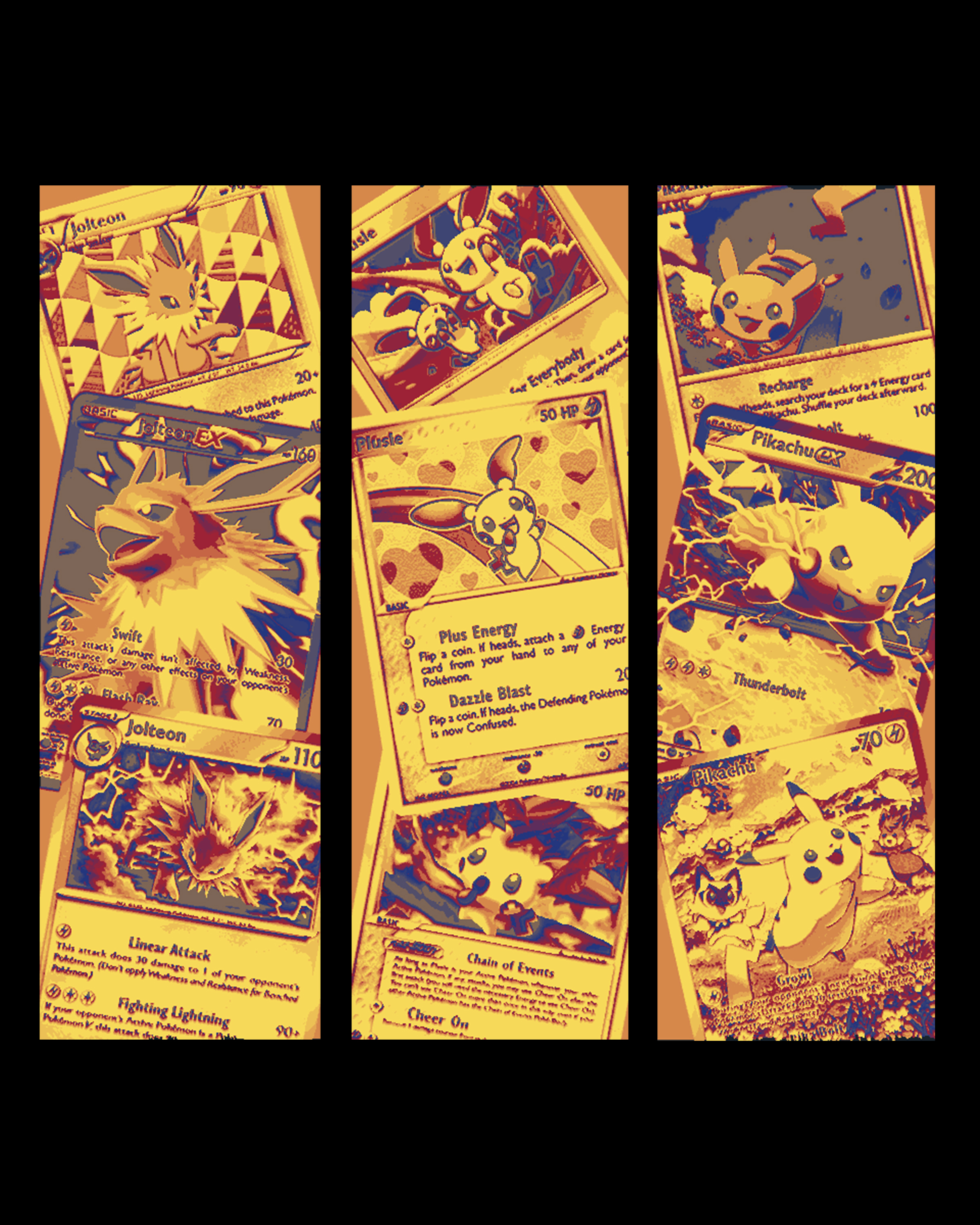 Fan Art of the Pokemon - Electric trio Jolteon, Pikachu and Plusle - Bookmarks by BooneCo3d HueForge model: Fan Art of the Pokemon - Electric trio Jolteon, Pikachu and Plusle - Bookmarks by BooneCo3d