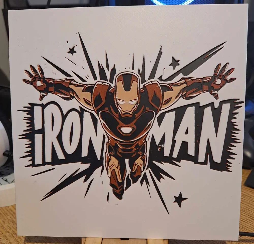 IronMan Leaping Hueforge- A1 mini Profile included by 3dGlow HueForge model: IronMan Leaping Hueforge- A1 mini Profile included by 3dGlow