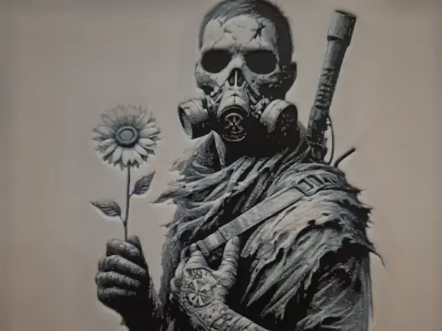 HueForge model: GAS MASK MAN 2 FLOWER HUEFORGE by Buntsta