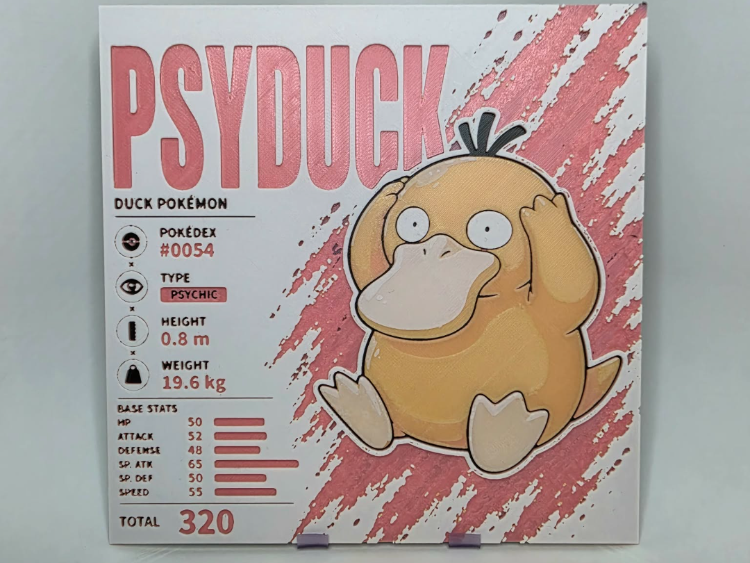 Psyduck Infographic Hueforge by 3Ree Printing HueForge model: Psyduck Infographic Hueforge by 3Ree Printing