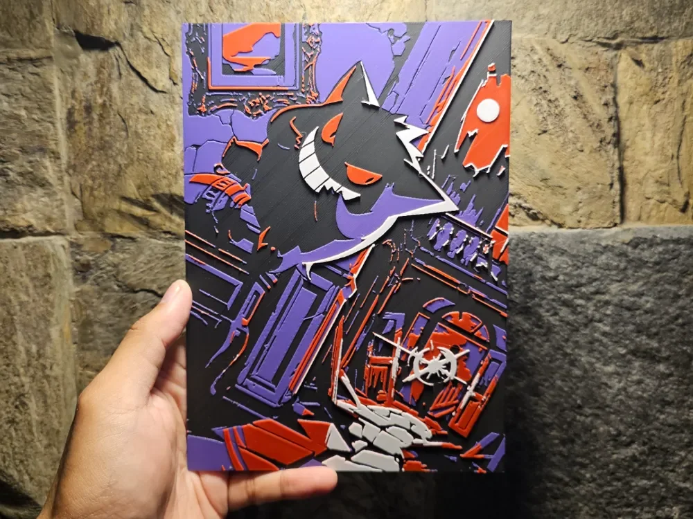 Gengar Ex TCG Pocket Art No Text Hueforge by Loki HueForge model: Gengar Ex TCG Pocket Art No Text Hueforge by Loki