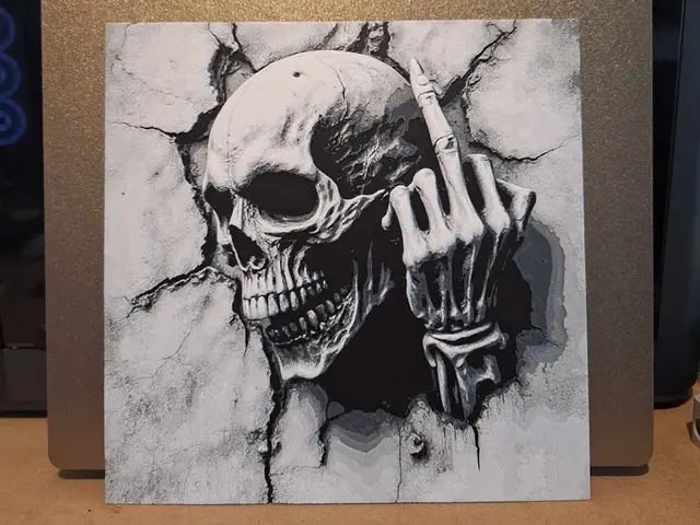 HueForge model: Middle finger to the world - skull hueforge by 3dGlow