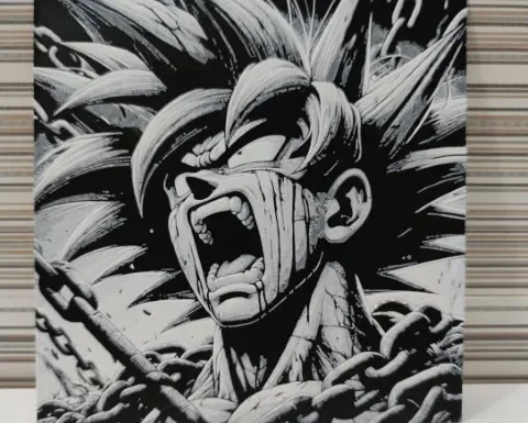Hueforge Goku in chains by Litolunar HueForge model: Hueforge Goku in chains by Litolunar