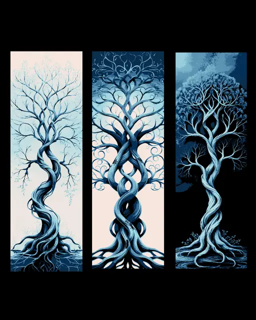HueForge model: The old and spindly tree of life - Set of Bookmarks by BooneCo3d