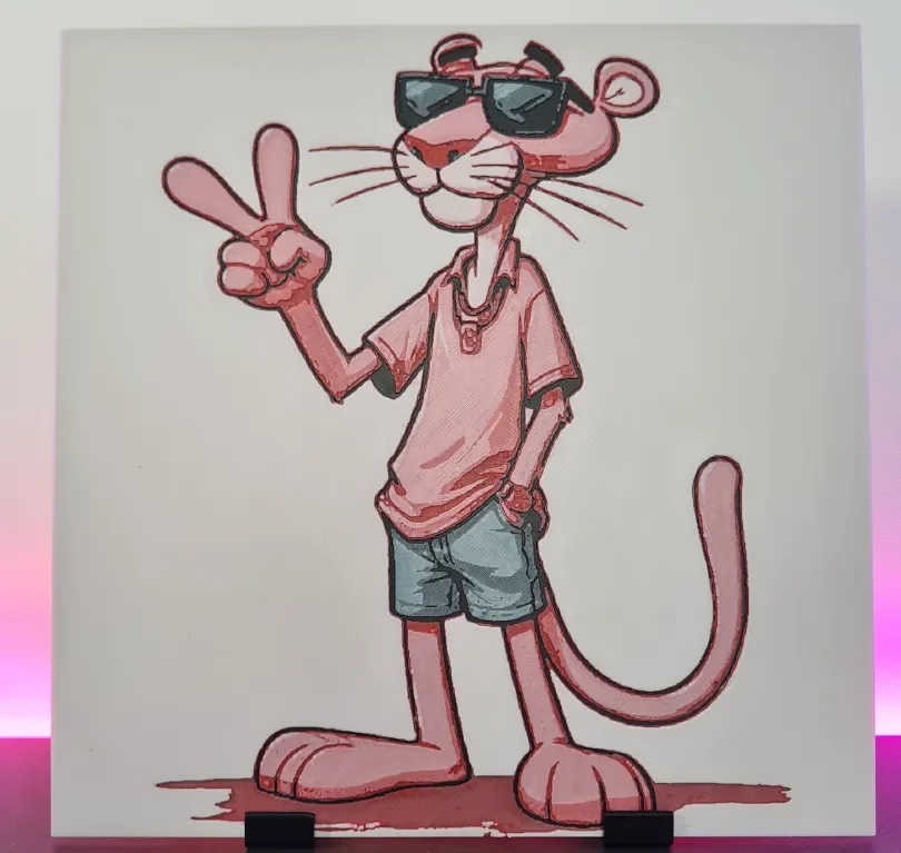 The Pink Panther - Hueforge 200x200 by Montoya Maker HueForge model: The Pink Panther - Hueforge 200x200 by Montoya Maker