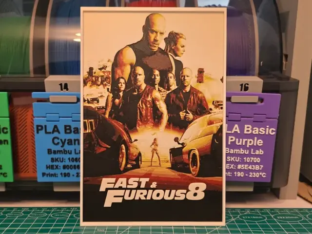 HueForge model: The Fate of the Furious Movie Poster - Hueforge by Lumpy3D