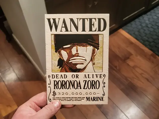 HueForge model: Wanted Poster Roronoa Zoro Hueforge by 3Ree Printing