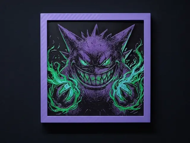 HueForge model: Gengar Smirk - Hueforge Wall Art by LED